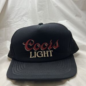 Vintage Coors Lite Hat Cap One Size Black Snapback Trucker Foam Beer Cord 90s